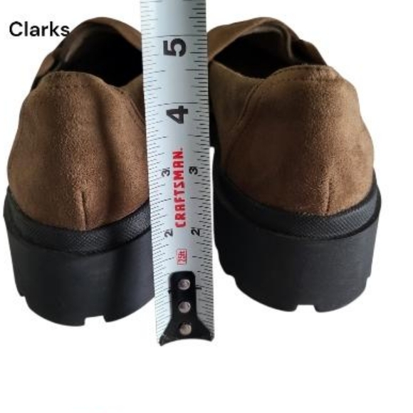 Clarks Calla Style Ruch Leather Suede Flat Loafer Dress Shoe Olive Tan Women 9.5 - Picture 9 of 10